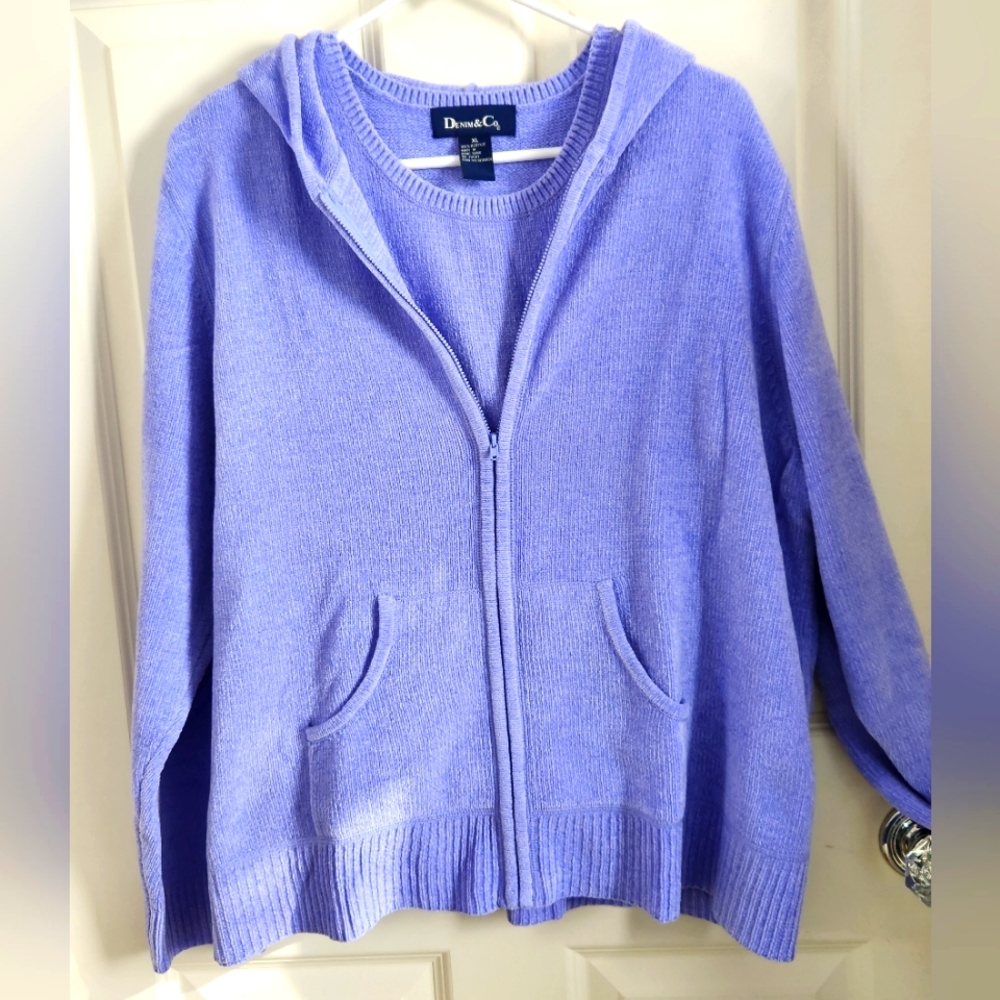 Denim & Co Lavender Hooded Cardigan